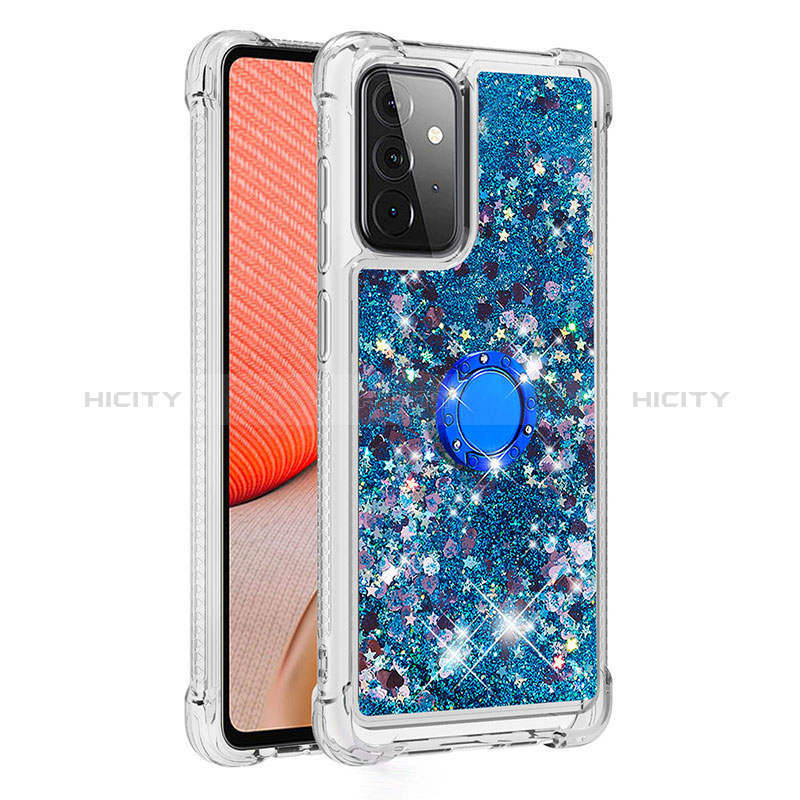 Silicone Candy Rubber TPU Bling-Bling Soft Case Cover with Finger Ring Stand S01 for Samsung Galaxy A72 5G