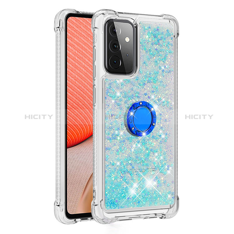 Silicone Candy Rubber TPU Bling-Bling Soft Case Cover with Finger Ring Stand S01 for Samsung Galaxy A72 5G
