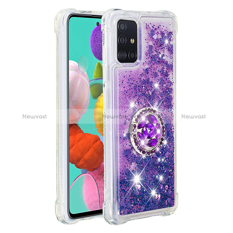 Silicone Candy Rubber TPU Bling-Bling Soft Case Cover with Finger Ring Stand S01 for Samsung Galaxy M40S