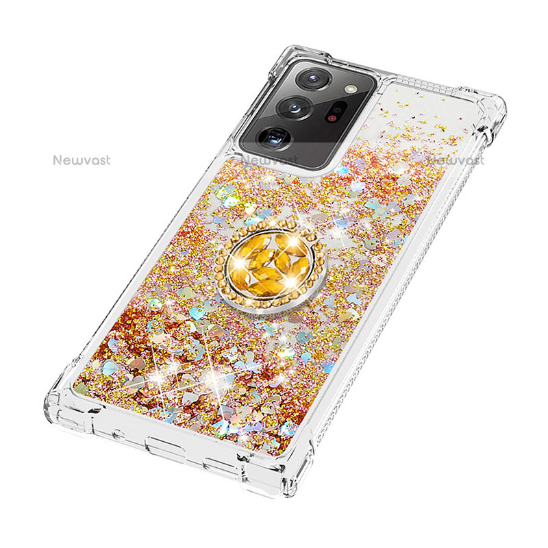 Silicone Candy Rubber TPU Bling-Bling Soft Case Cover with Finger Ring Stand S01 for Samsung Galaxy Note 20 Ultra 5G