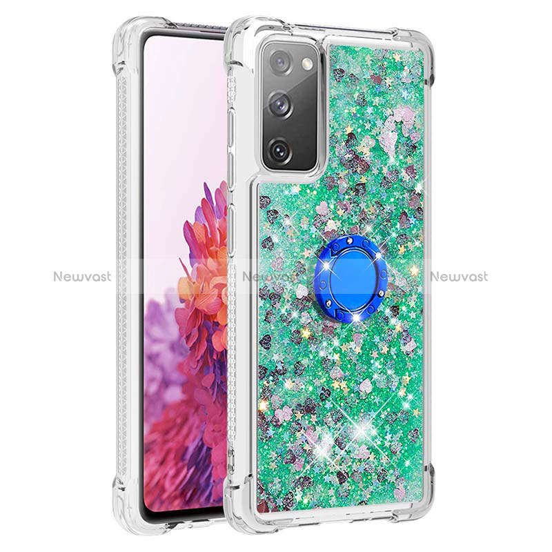 Silicone Candy Rubber TPU Bling-Bling Soft Case Cover with Finger Ring Stand S01 for Samsung Galaxy S20 Lite 5G