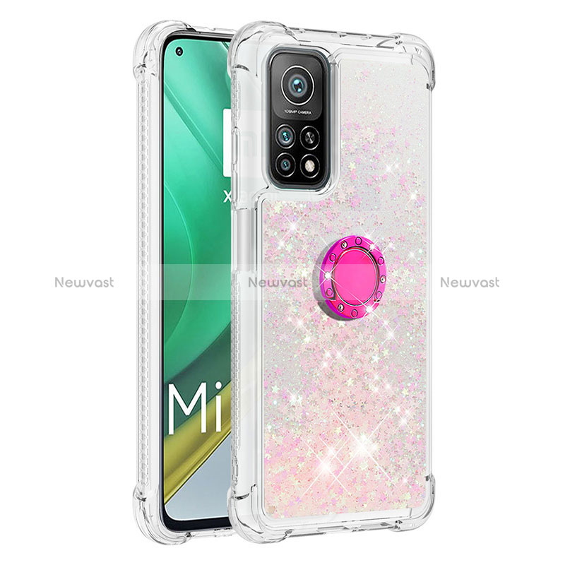 Silicone Candy Rubber TPU Bling-Bling Soft Case Cover with Finger Ring Stand S01 for Xiaomi Mi 10T Pro 5G