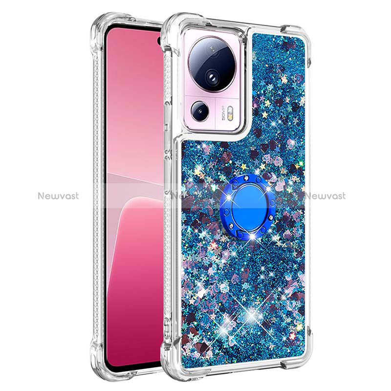 Silicone Candy Rubber TPU Bling-Bling Soft Case Cover with Finger Ring Stand S01 for Xiaomi Mi 13 Lite 5G