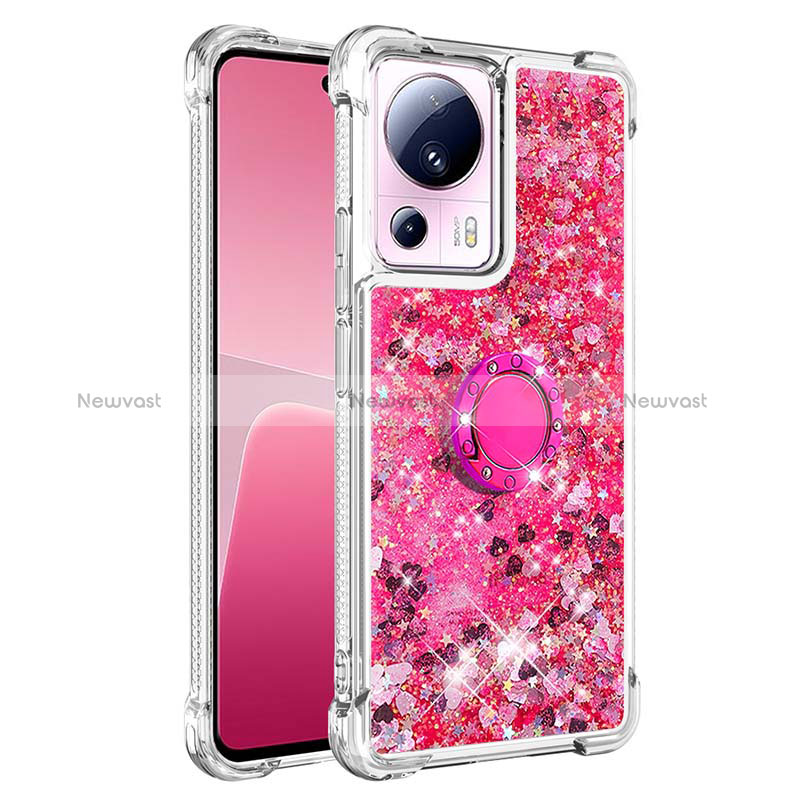 Silicone Candy Rubber TPU Bling-Bling Soft Case Cover with Finger Ring Stand S01 for Xiaomi Mi 13 Lite 5G