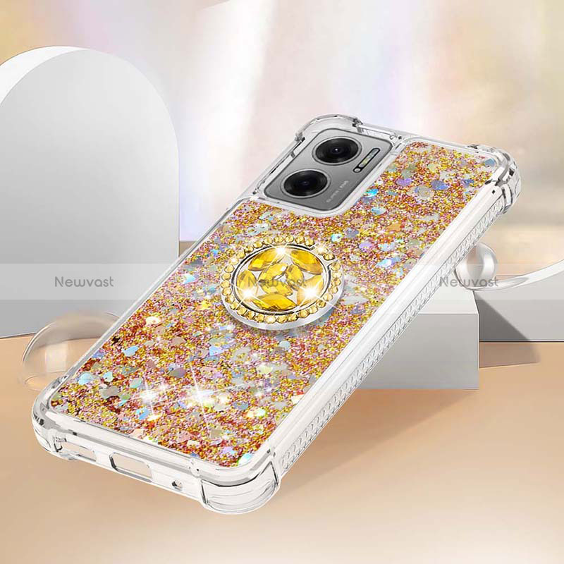 Silicone Candy Rubber TPU Bling-Bling Soft Case Cover with Finger Ring Stand S01 for Xiaomi Redmi 10 Prime Plus 5G