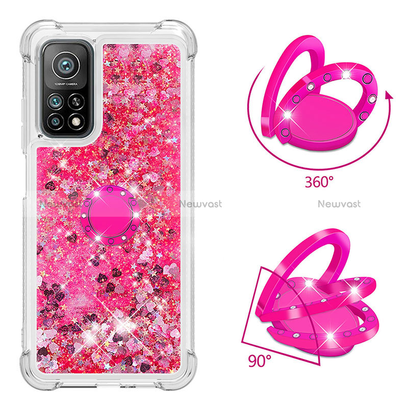 Silicone Candy Rubber TPU Bling-Bling Soft Case Cover with Finger Ring Stand S01 for Xiaomi Redmi K30S 5G