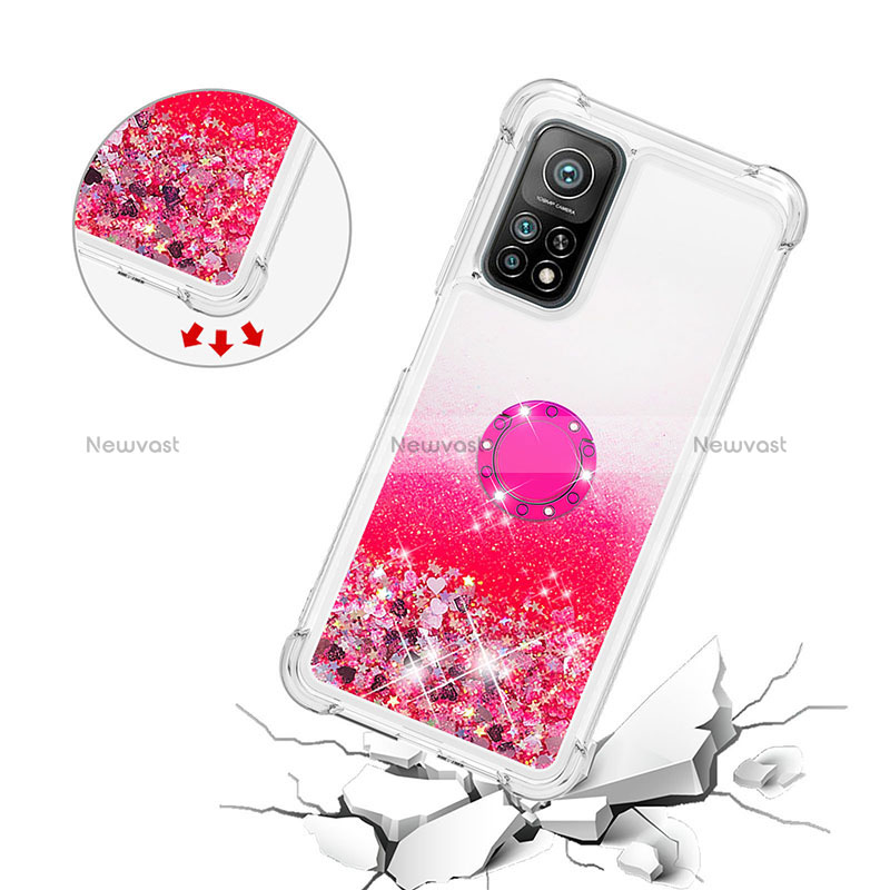 Silicone Candy Rubber TPU Bling-Bling Soft Case Cover with Finger Ring Stand S01 for Xiaomi Redmi K30S 5G