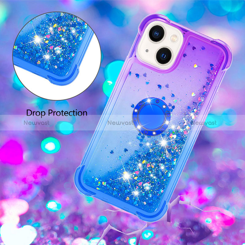 Silicone Candy Rubber TPU Bling-Bling Soft Case Cover with Finger Ring Stand S02 for Apple iPhone 14