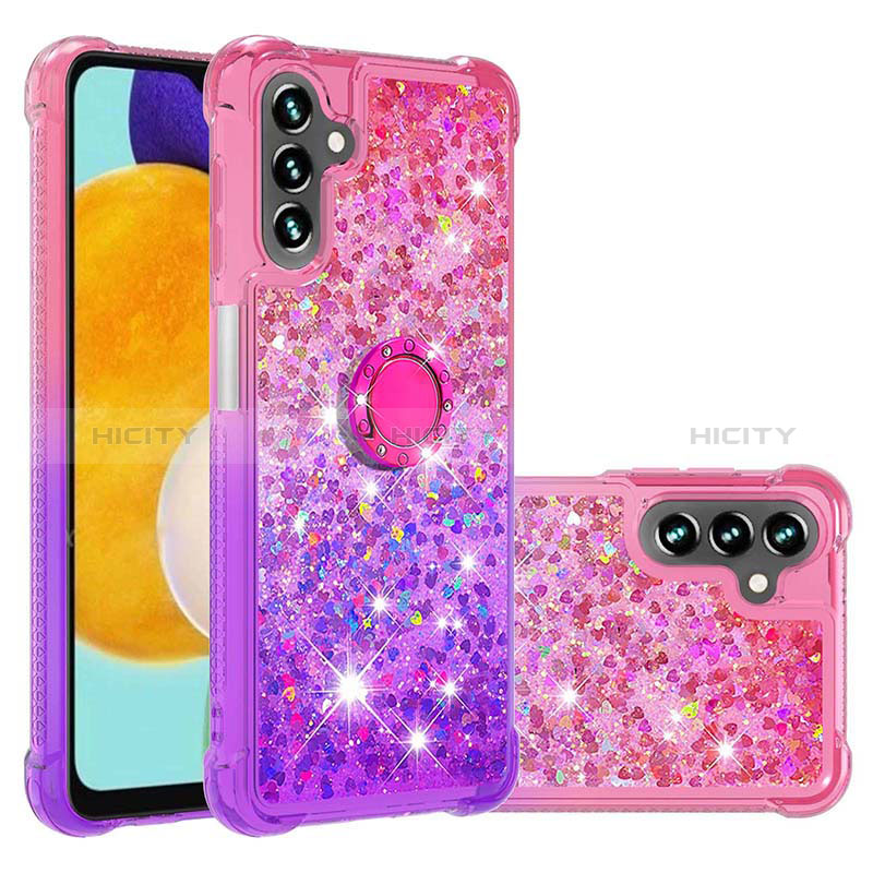 Silicone Candy Rubber TPU Bling-Bling Soft Case Cover with Finger Ring Stand S02 for Samsung Galaxy A04s