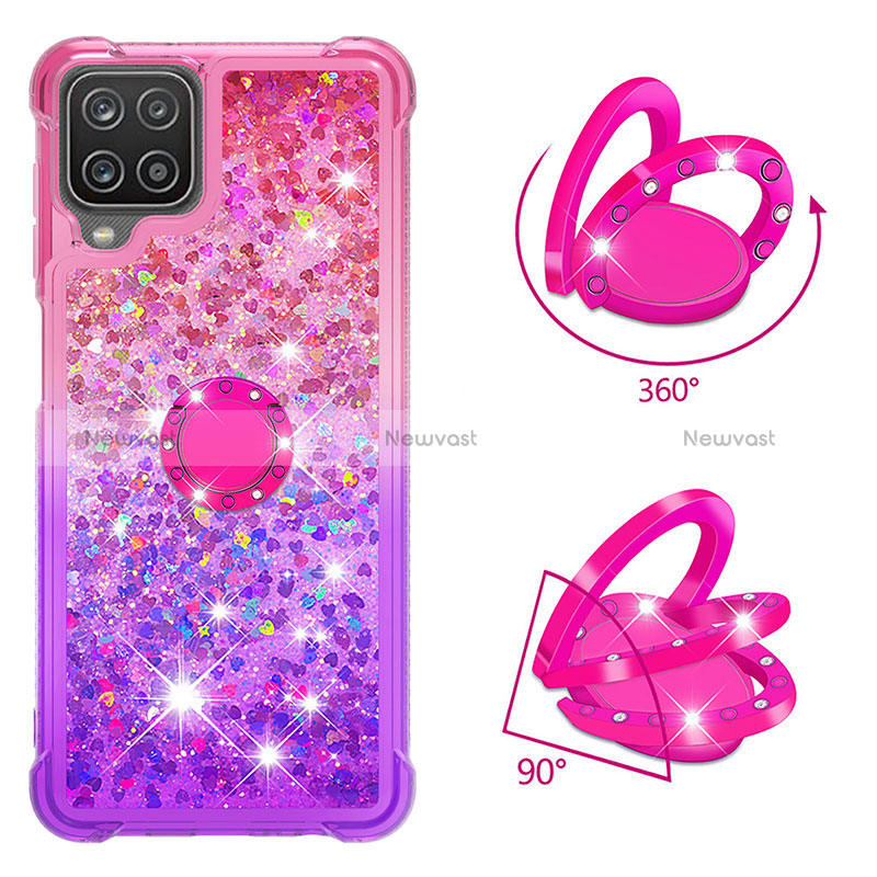 Silicone Candy Rubber TPU Bling-Bling Soft Case Cover with Finger Ring Stand S02 for Samsung Galaxy A12 Nacho
