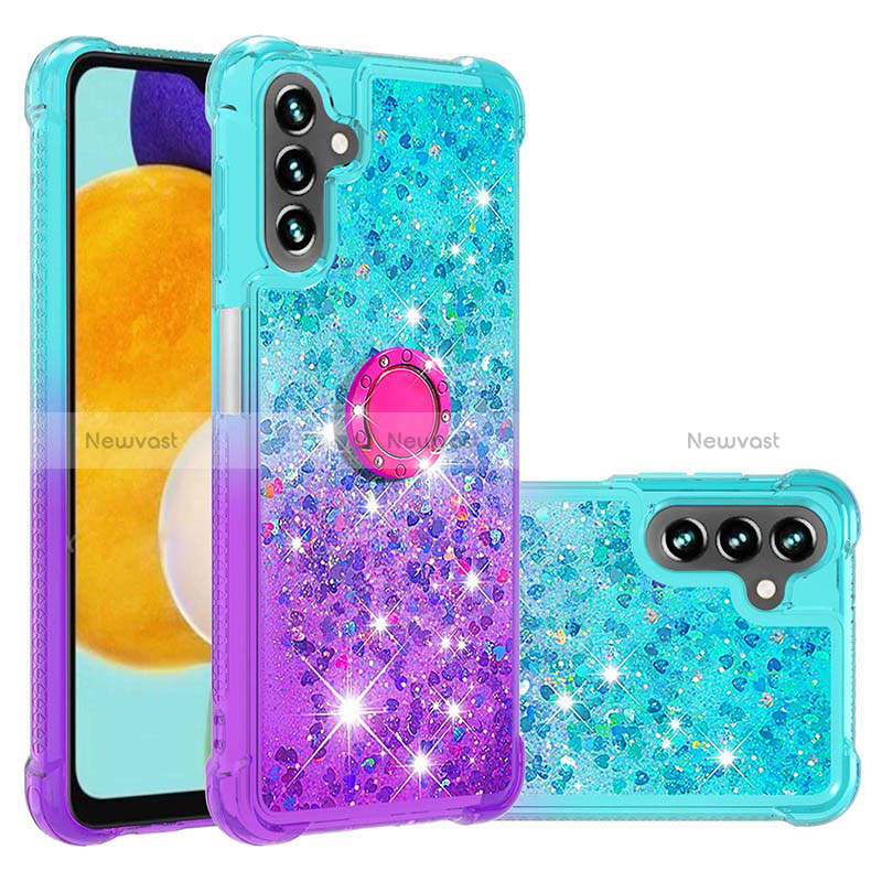Silicone Candy Rubber TPU Bling-Bling Soft Case Cover with Finger Ring Stand S02 for Samsung Galaxy A13 5G