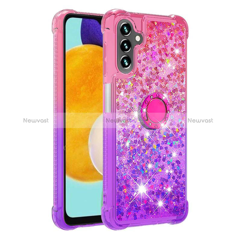 Silicone Candy Rubber TPU Bling-Bling Soft Case Cover with Finger Ring Stand S02 for Samsung Galaxy A13 5G