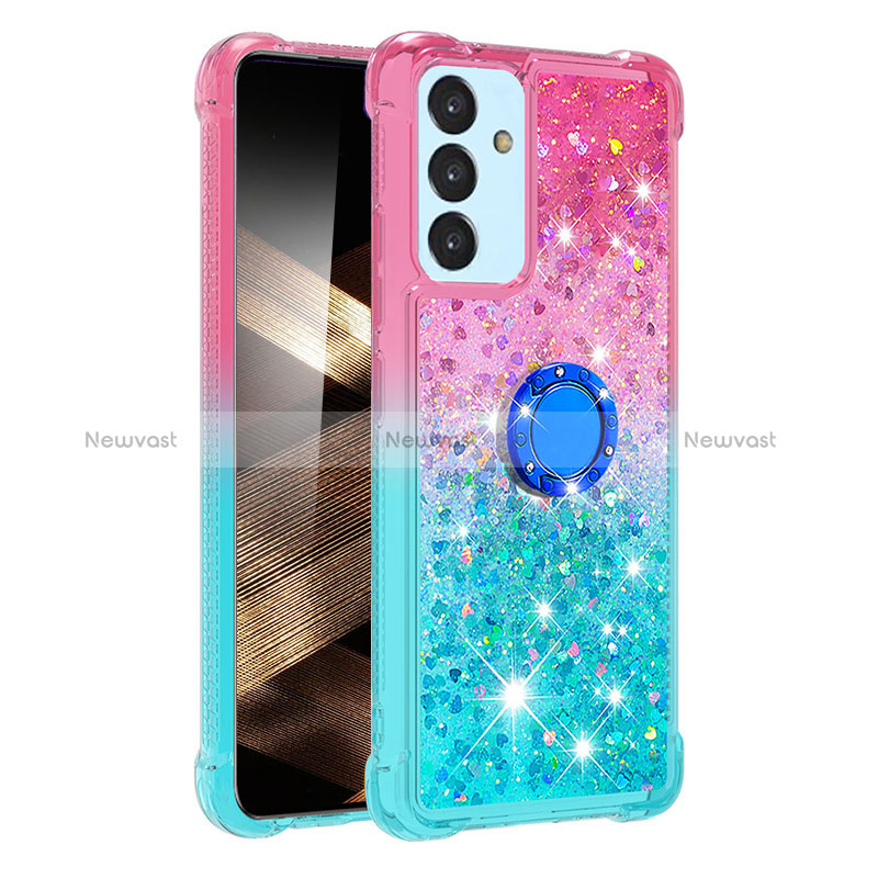 Silicone Candy Rubber TPU Bling-Bling Soft Case Cover with Finger Ring Stand S02 for Samsung Galaxy A15 5G