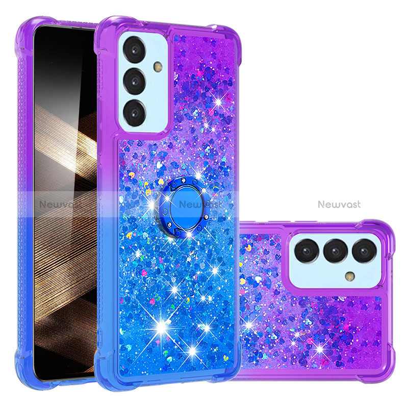 Silicone Candy Rubber TPU Bling-Bling Soft Case Cover with Finger Ring Stand S02 for Samsung Galaxy A15 5G Purple