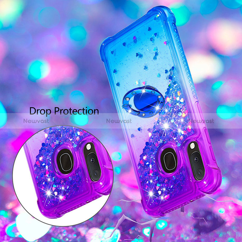 Silicone Candy Rubber TPU Bling-Bling Soft Case Cover with Finger Ring Stand S02 for Samsung Galaxy A20e