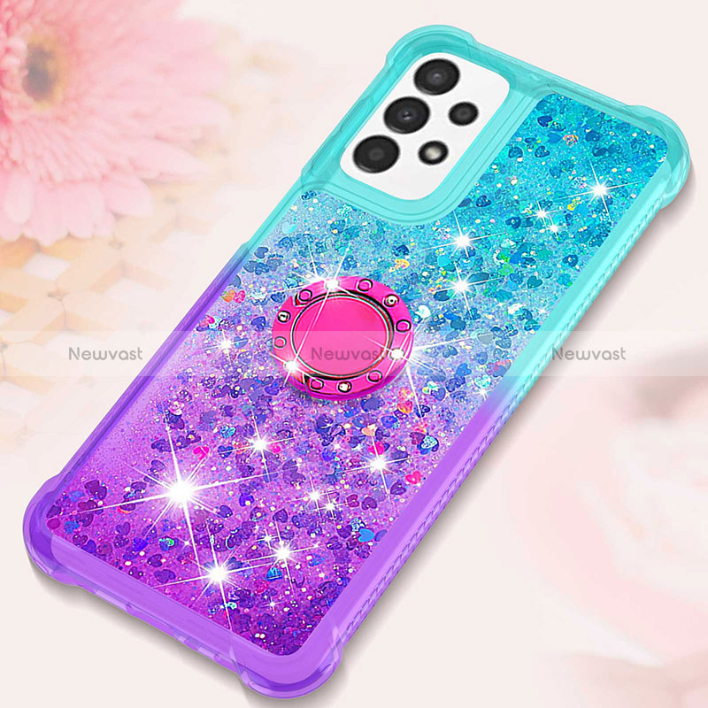 Silicone Candy Rubber TPU Bling-Bling Soft Case Cover with Finger Ring Stand S02 for Samsung Galaxy A23 4G