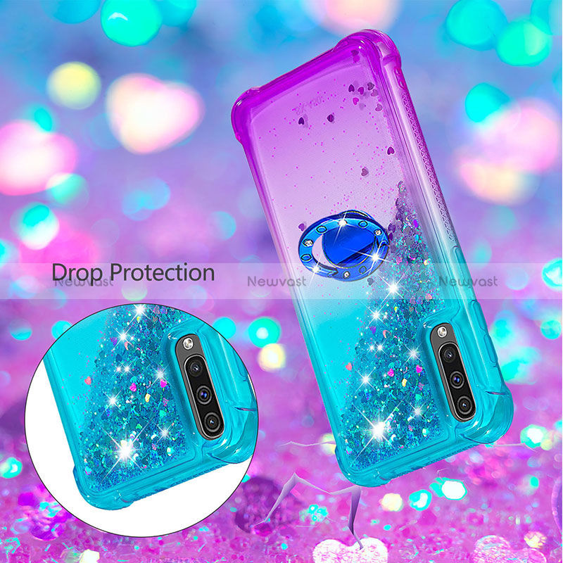 Silicone Candy Rubber TPU Bling-Bling Soft Case Cover with Finger Ring Stand S02 for Samsung Galaxy A30S