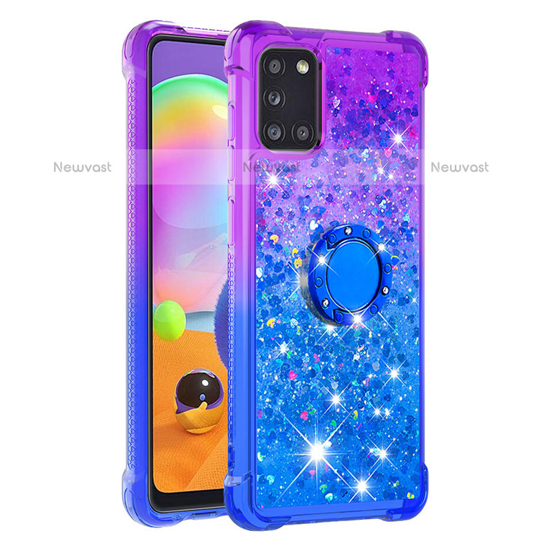 Silicone Candy Rubber TPU Bling-Bling Soft Case Cover with Finger Ring Stand S02 for Samsung Galaxy A31
