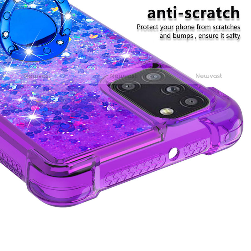 Silicone Candy Rubber TPU Bling-Bling Soft Case Cover with Finger Ring Stand S02 for Samsung Galaxy A31