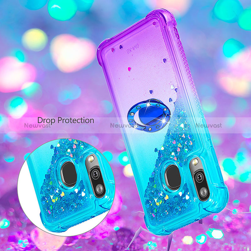 Silicone Candy Rubber TPU Bling-Bling Soft Case Cover with Finger Ring Stand S02 for Samsung Galaxy A40
