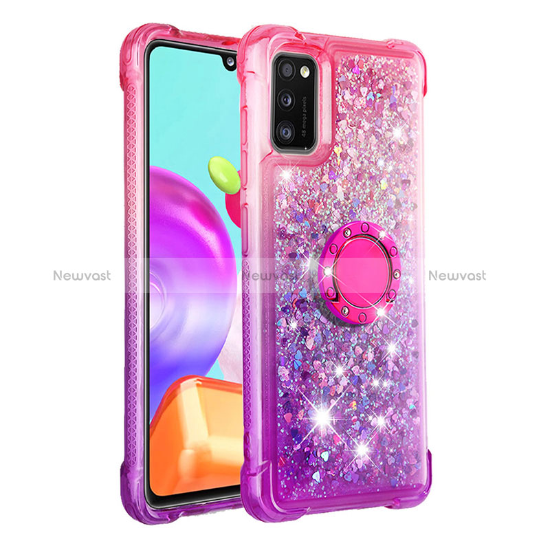 Silicone Candy Rubber TPU Bling-Bling Soft Case Cover with Finger Ring Stand S02 for Samsung Galaxy A41