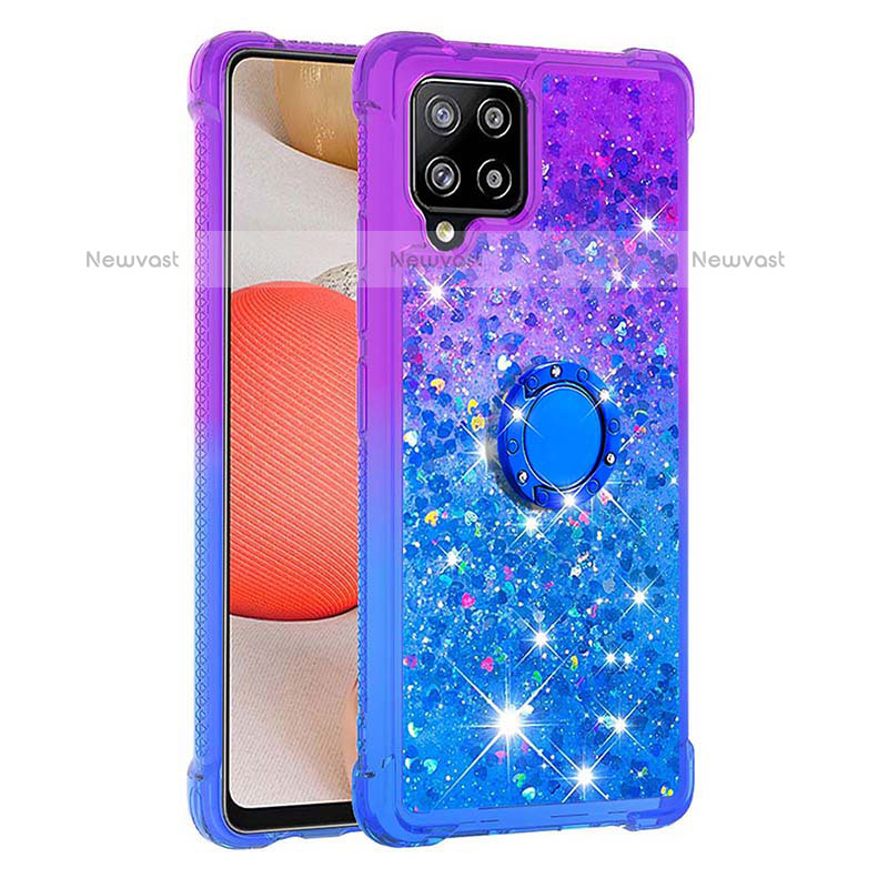 Silicone Candy Rubber TPU Bling-Bling Soft Case Cover with Finger Ring Stand S02 for Samsung Galaxy A42 5G