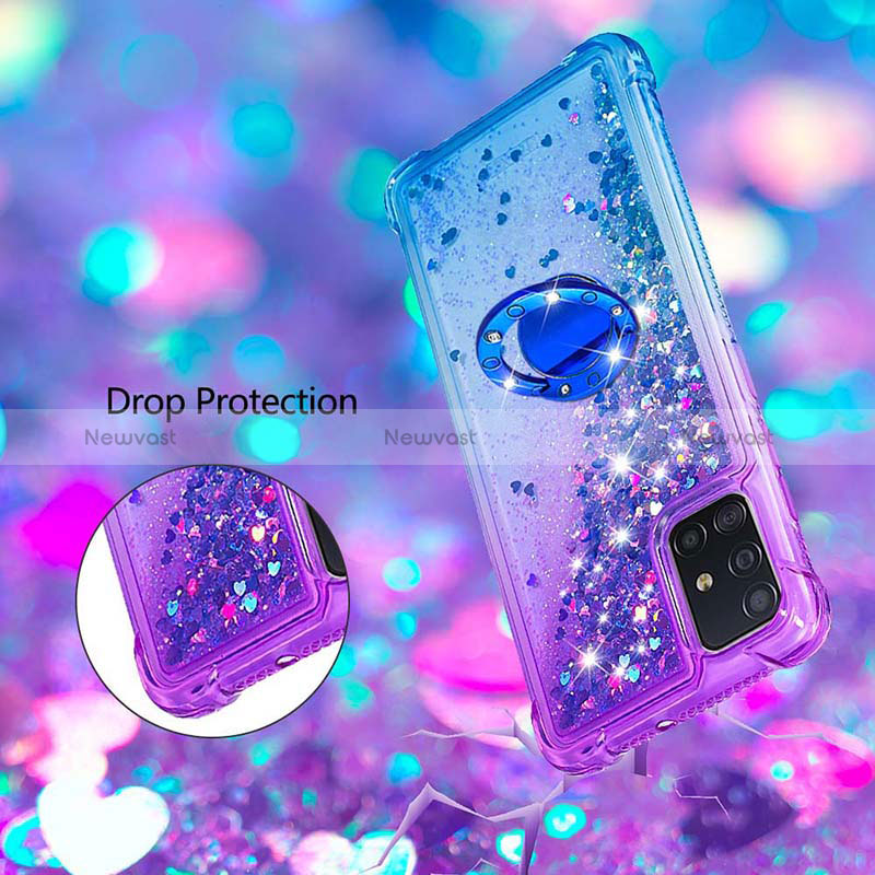 Silicone Candy Rubber TPU Bling-Bling Soft Case Cover with Finger Ring Stand S02 for Samsung Galaxy A51 5G