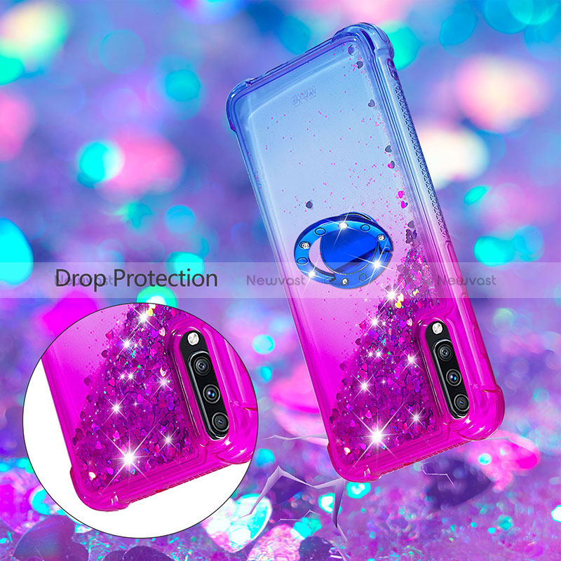 Silicone Candy Rubber TPU Bling-Bling Soft Case Cover with Finger Ring Stand S02 for Samsung Galaxy A70S