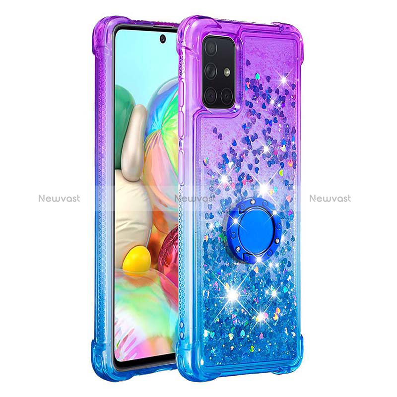 Silicone Candy Rubber TPU Bling-Bling Soft Case Cover with Finger Ring Stand S02 for Samsung Galaxy A71 5G