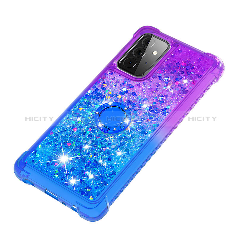 Silicone Candy Rubber TPU Bling-Bling Soft Case Cover with Finger Ring Stand S02 for Samsung Galaxy A72 5G