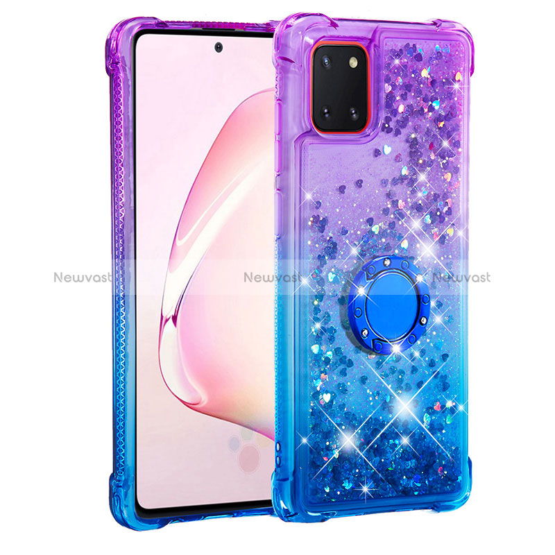 Silicone Candy Rubber TPU Bling-Bling Soft Case Cover with Finger Ring Stand S02 for Samsung Galaxy A81