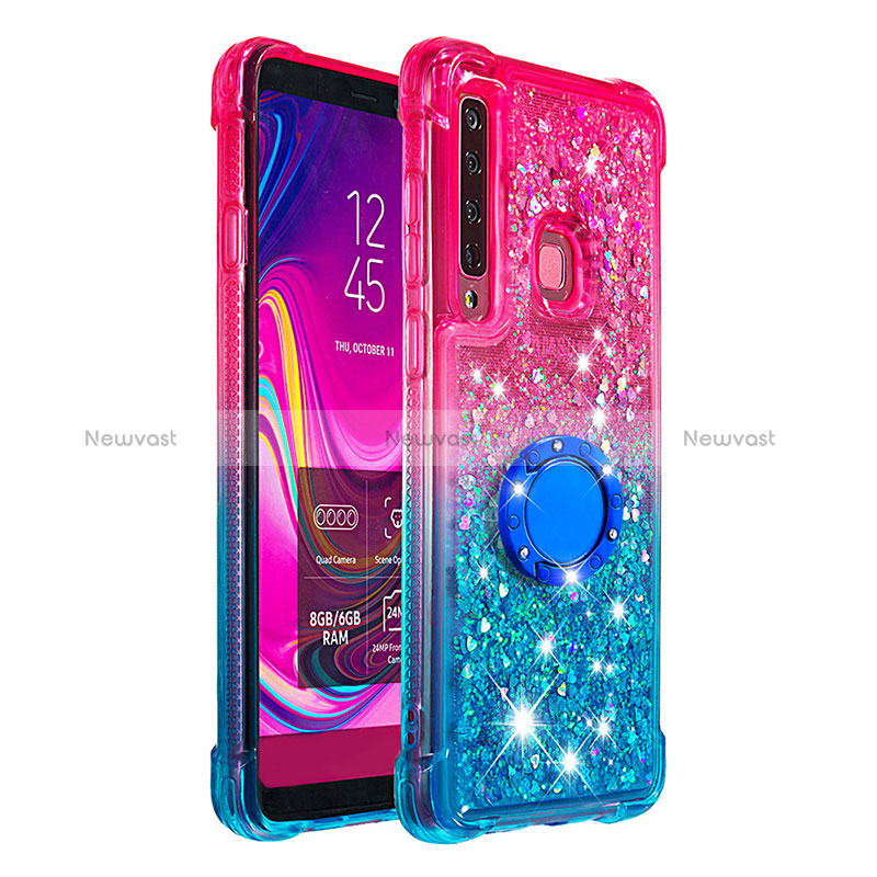 Silicone Candy Rubber TPU Bling-Bling Soft Case Cover with Finger Ring Stand S02 for Samsung Galaxy A9 (2018) A920