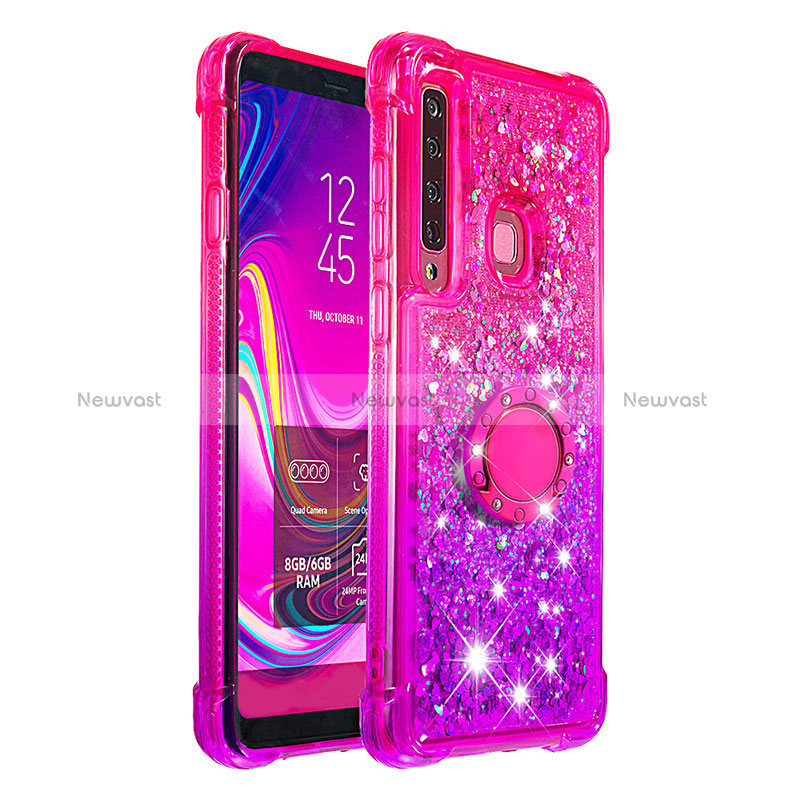 Silicone Candy Rubber TPU Bling-Bling Soft Case Cover with Finger Ring Stand S02 for Samsung Galaxy A9 Star Pro