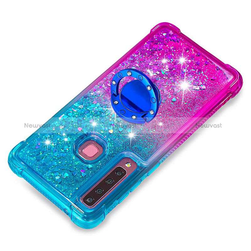 Silicone Candy Rubber TPU Bling-Bling Soft Case Cover with Finger Ring Stand S02 for Samsung Galaxy A9 Star Pro