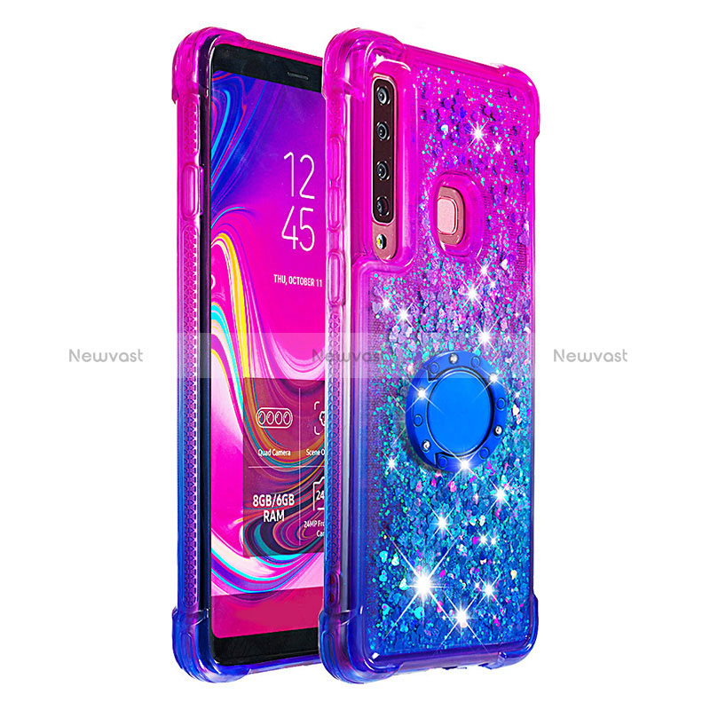 Silicone Candy Rubber TPU Bling-Bling Soft Case Cover with Finger Ring Stand S02 for Samsung Galaxy A9s