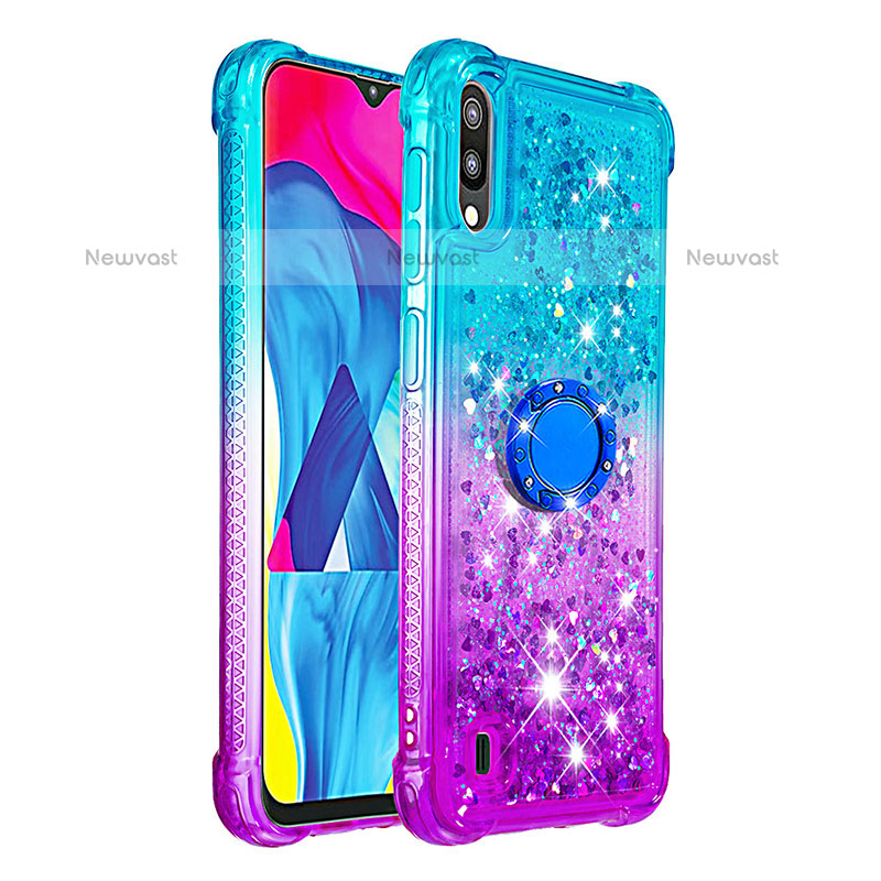 Silicone Candy Rubber TPU Bling-Bling Soft Case Cover with Finger Ring Stand S02 for Samsung Galaxy M10