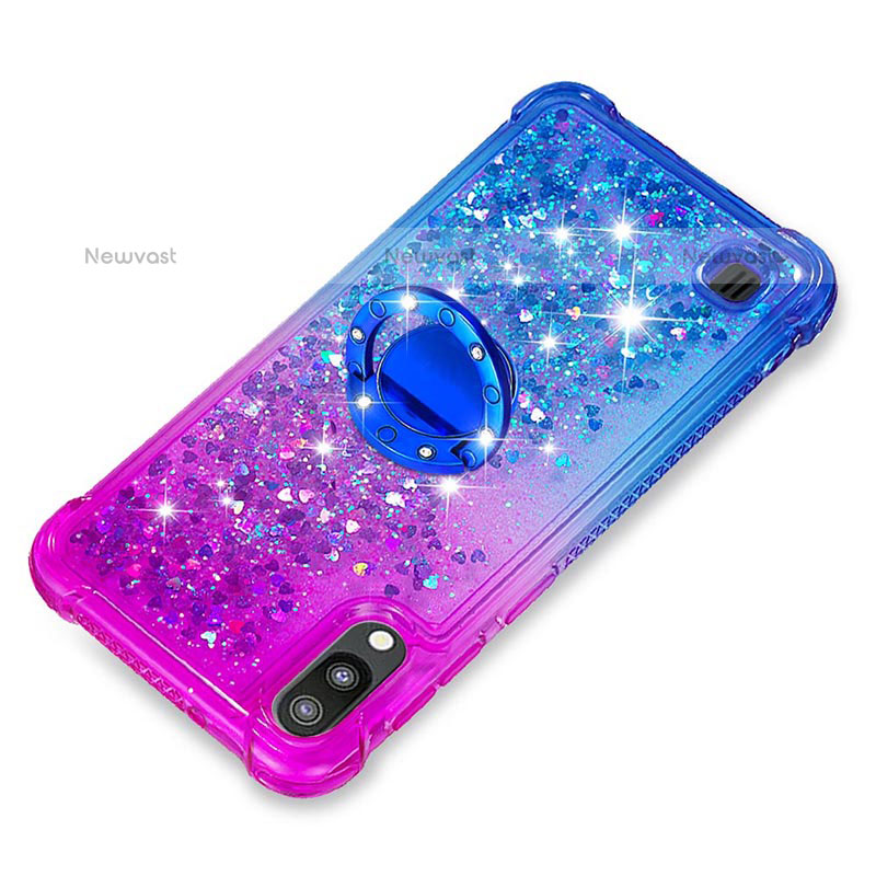 Silicone Candy Rubber TPU Bling-Bling Soft Case Cover with Finger Ring Stand S02 for Samsung Galaxy M10