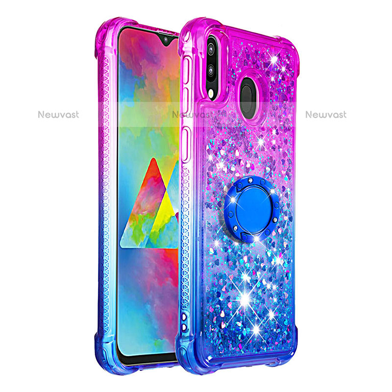 Silicone Candy Rubber TPU Bling-Bling Soft Case Cover with Finger Ring Stand S02 for Samsung Galaxy M20