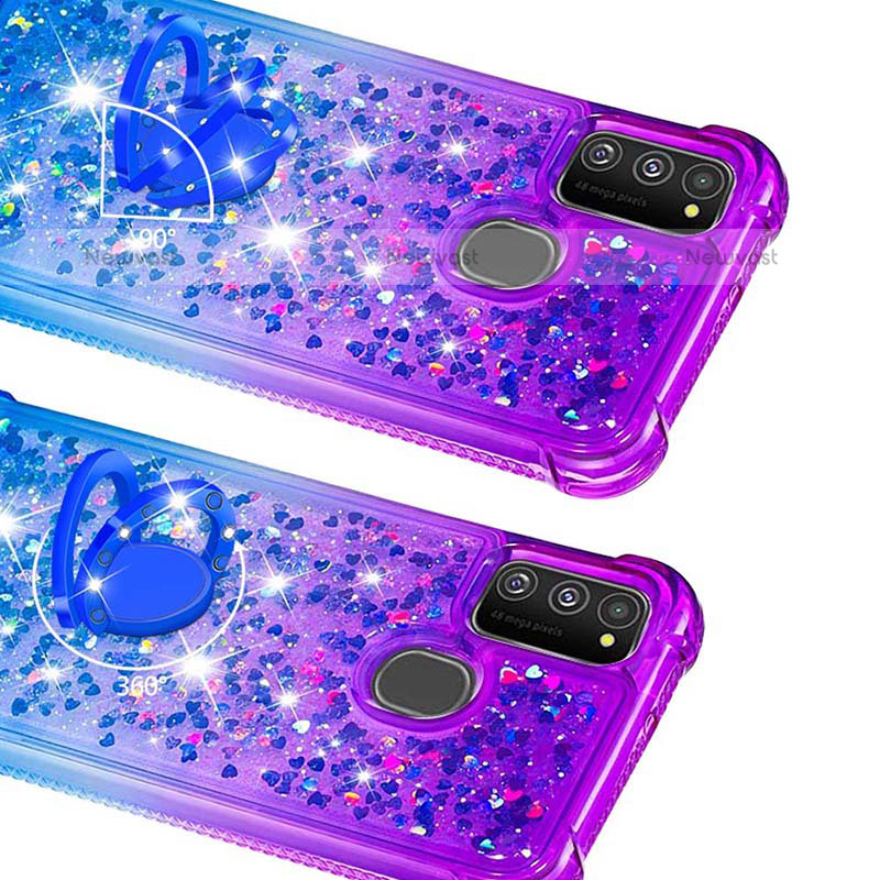 Silicone Candy Rubber TPU Bling-Bling Soft Case Cover with Finger Ring Stand S02 for Samsung Galaxy M30s