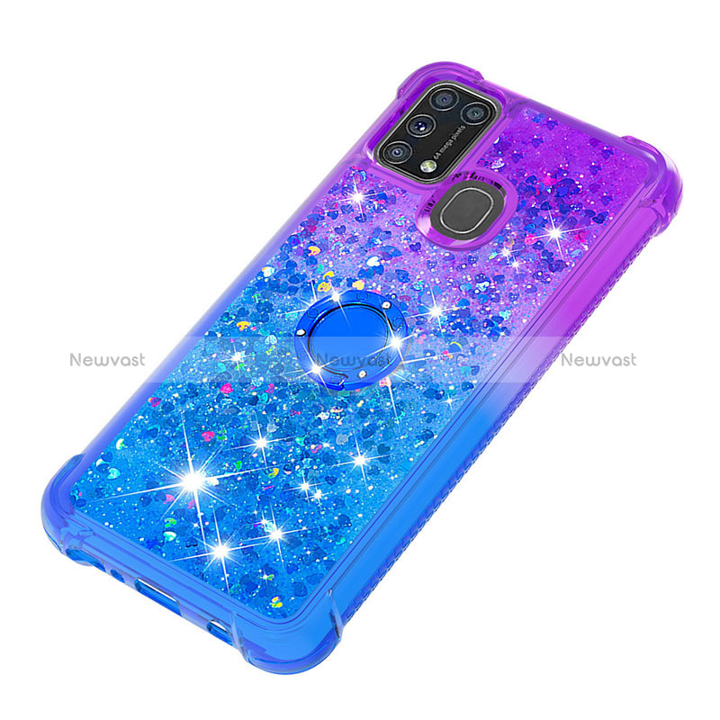 Silicone Candy Rubber TPU Bling-Bling Soft Case Cover with Finger Ring Stand S02 for Samsung Galaxy M31 Prime Edition