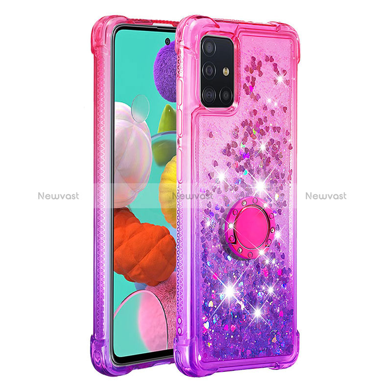 Silicone Candy Rubber TPU Bling-Bling Soft Case Cover with Finger Ring Stand S02 for Samsung Galaxy M40S