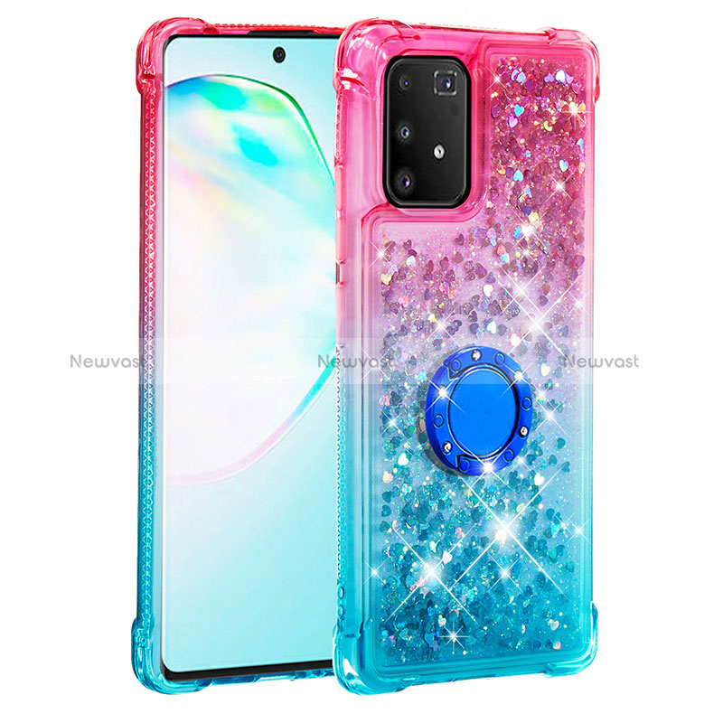 Silicone Candy Rubber TPU Bling-Bling Soft Case Cover with Finger Ring Stand S02 for Samsung Galaxy M80S