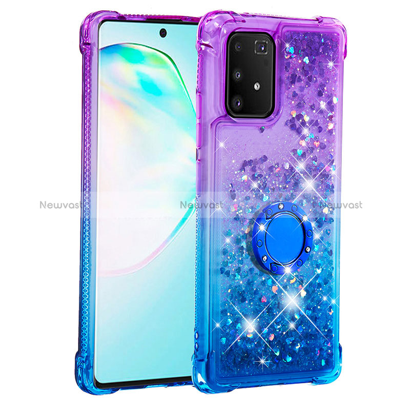 Silicone Candy Rubber TPU Bling-Bling Soft Case Cover with Finger Ring Stand S02 for Samsung Galaxy M80S