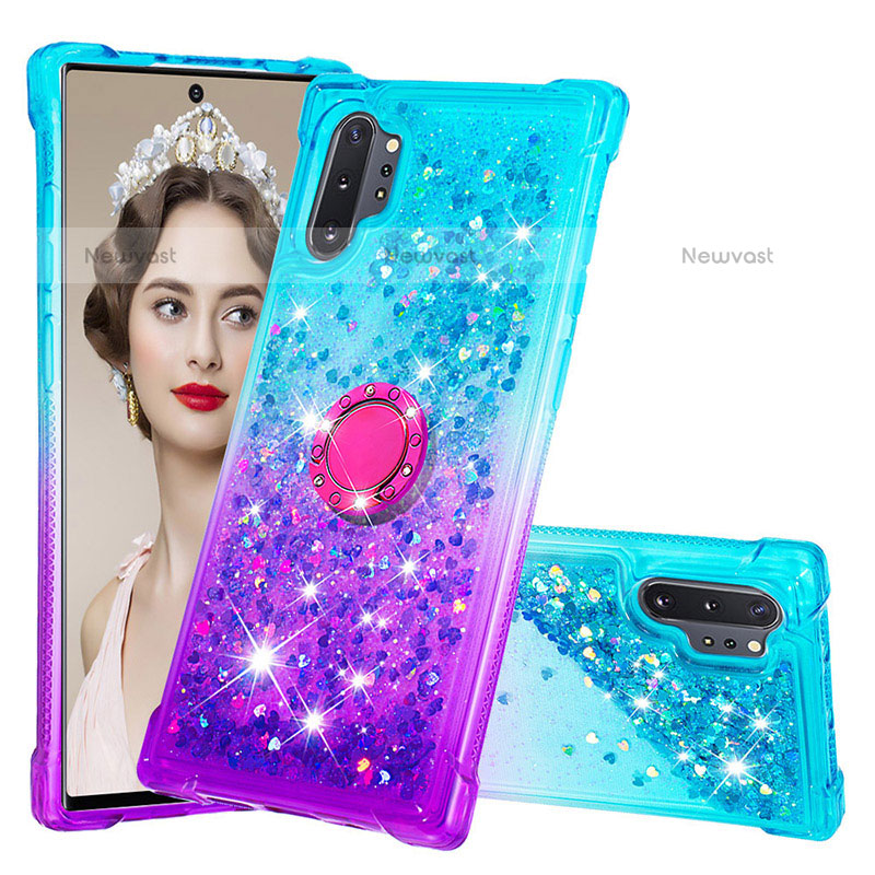 Silicone Candy Rubber TPU Bling-Bling Soft Case Cover with Finger Ring Stand S02 for Samsung Galaxy Note 10 Plus 5G