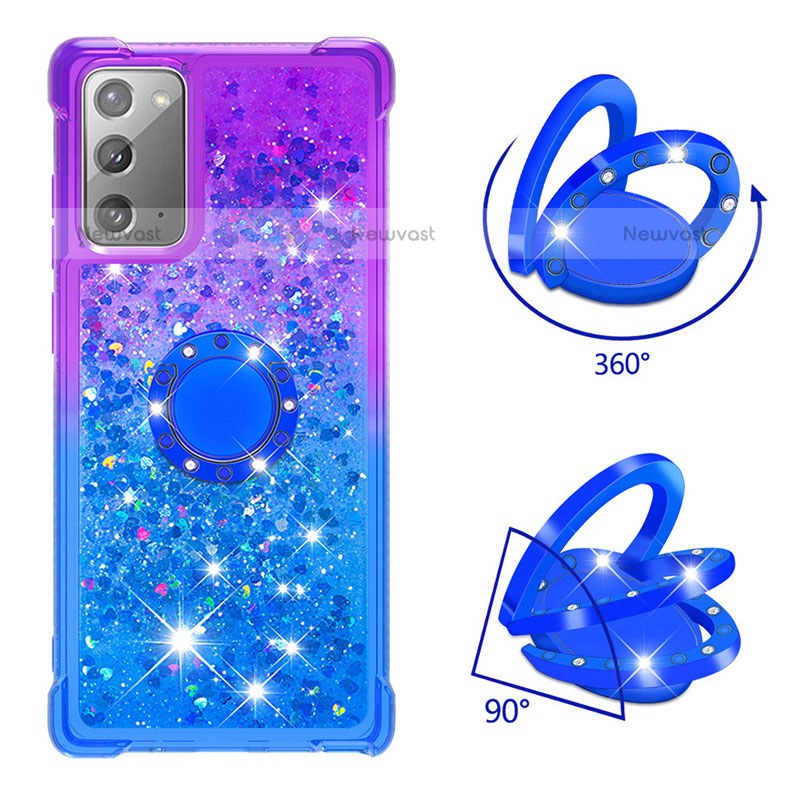 Silicone Candy Rubber TPU Bling-Bling Soft Case Cover with Finger Ring Stand S02 for Samsung Galaxy Note 20 5G