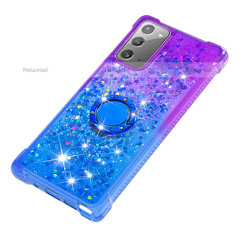 Silicone Candy Rubber TPU Bling-Bling Soft Case Cover with Finger Ring Stand S02 for Samsung Galaxy Note 20 5G