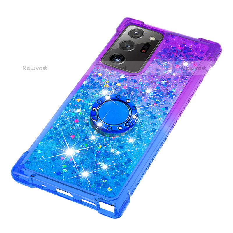 Silicone Candy Rubber TPU Bling-Bling Soft Case Cover with Finger Ring Stand S02 for Samsung Galaxy Note 20 Ultra 5G