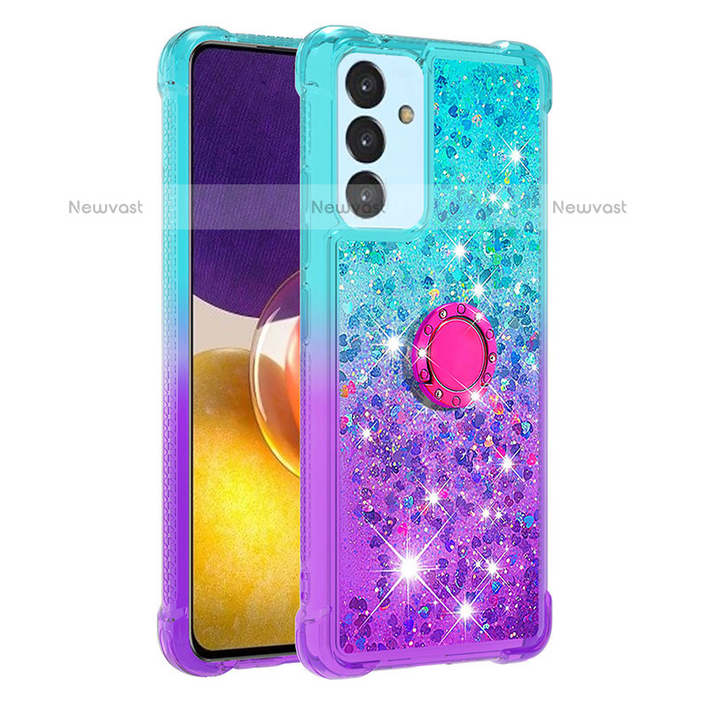 Silicone Candy Rubber TPU Bling-Bling Soft Case Cover with Finger Ring Stand S02 for Samsung Galaxy Quantum2 5G