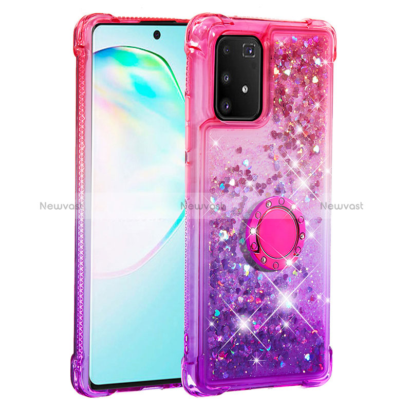 Silicone Candy Rubber TPU Bling-Bling Soft Case Cover with Finger Ring Stand S02 for Samsung Galaxy S10 Lite