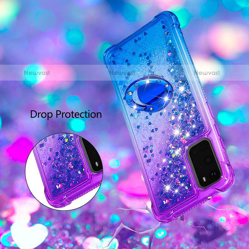 Silicone Candy Rubber TPU Bling-Bling Soft Case Cover with Finger Ring Stand S02 for Samsung Galaxy S20 5G